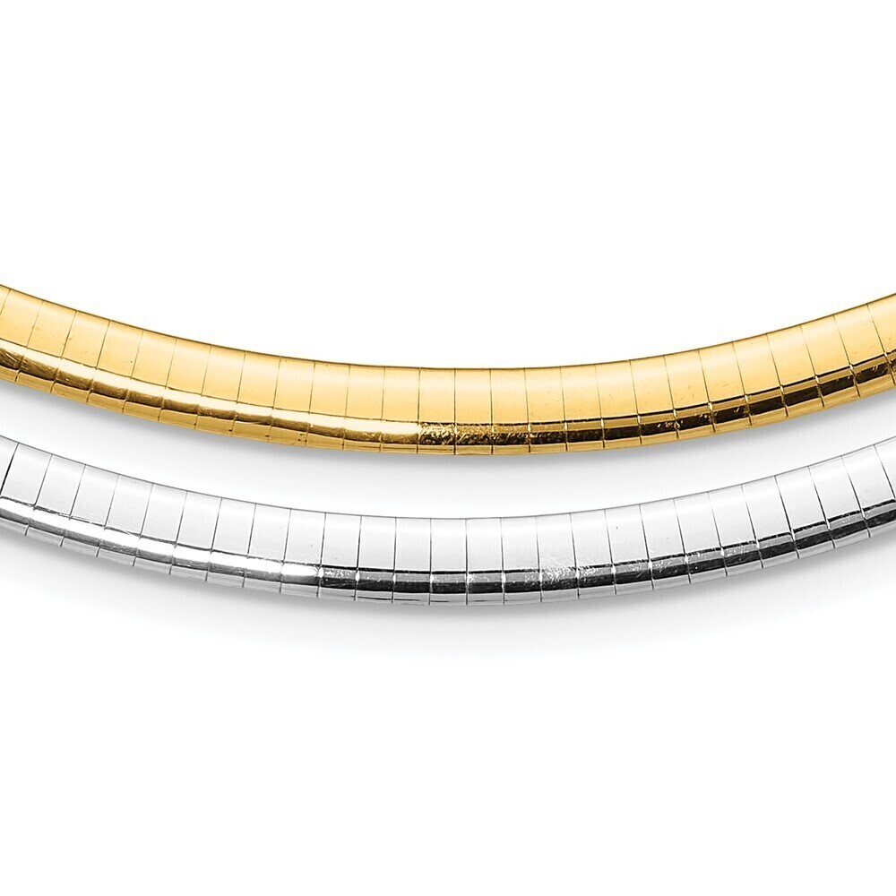 Kazi Luxury 14k 5mm Reversible White & Yellow Domed Omega Necklace
